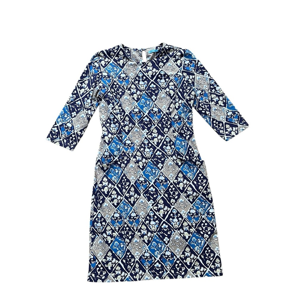 J Mclaughlin Catalyst Geometric Print Catalina Cloth Dress Stretch‎ Pockets, Med